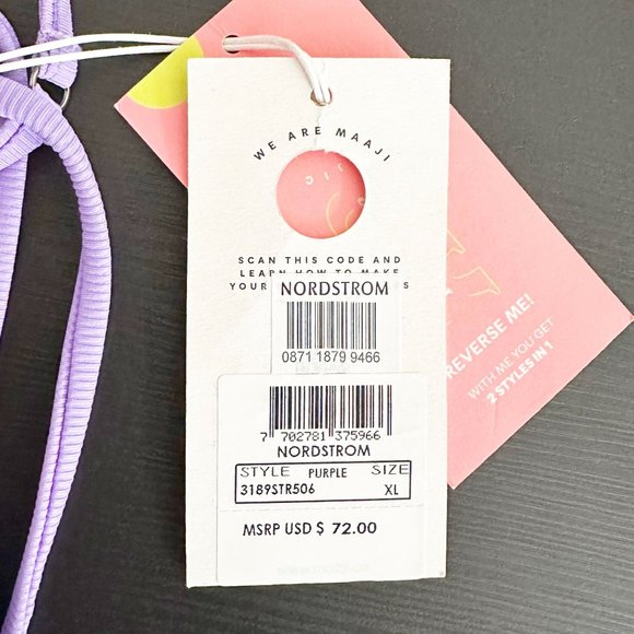 Maaji Periwinkle Parade Reversible Bikini Top In Purple - Picture 11 of 13